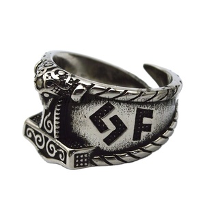 Mới Đến Retro Viking Đồ Trang Sức Thần Thoại Bắc Âu Bạc Thần Thor Của Búa Nhẫn Cho Nam Giới - Product Image 3
