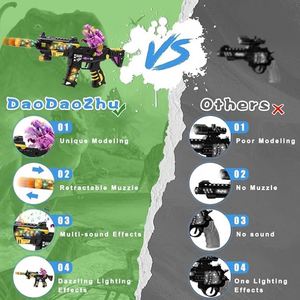 Cold Blue Camouflage Plastic Electronic Toy Submachine Gun <b>Battery</b> <b>Operated</b> Flashing Lights Dazzling Sound Vibration Unisex Ages - Product Image 6