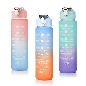 Botella de Agua Deportiva de 1L, Libre de BPA, con Marcador de Tiempo, Botella de Agua Motivacional de Plástico Grande para Actividades al Aire Libre - Product Image 2