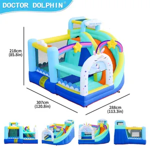 Maison de rebond gonflable pour l'intérieur et l'extérieur avec fosse à balles et <span class=keywords><strong>toboggan</strong></span> et protection solaire supplémentaire, château de saut avec but de football - Product Image 5