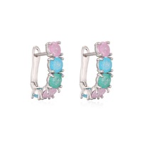 Nouvel ensemble de bijoux boucles d'oreilles et bague en zircon coloré au design tendance, simple, délicat et haut de gamme
