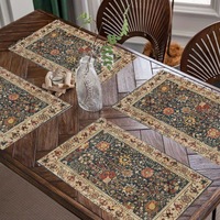 Ensemble de 4 sets de table en polyester, motifs géométriques à carreaux imprimés, sets de table en lin, lavables, résistants à la chaleur, tissu technique