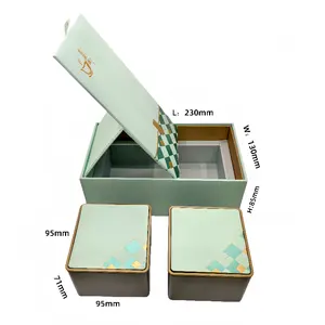 Custom Handmade Rectangle Tea Gift Box Paper Packaging For 2 Bottled Tea Foldable Cardboard Boxes With Custom Packaging