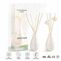 Lot de 500 ensembles personnalisés de diffuseurs d'ambiance de luxe en céramique avec bâtonnets de fleurs séchées et huiles parfumées pour la maison