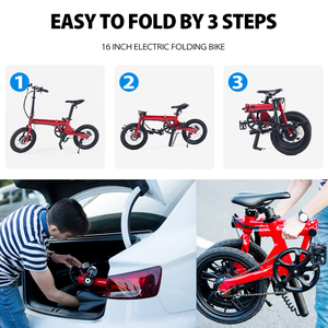 <span class=keywords><strong>Bicicletas</strong></span> Eléctricas Hottech para Adultos, 16 Pulgadas, Rojas, Plegables, Bicicleta Eléctrica Plegable de 250w 36v, <span class=keywords><strong>Bicicletas</strong></span> Eléctricas Portátiles - Product Image 2