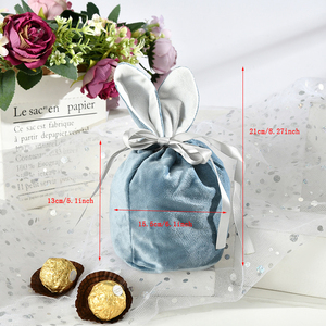 Bolsa de Regalo de Pascua para Decoración de Fiestas al por Mayor, Bolsa de Pascua Personalizada con Cordón de Terciopelo y Orejas de Conejo para Ocasiones Festivas - Product Image 2