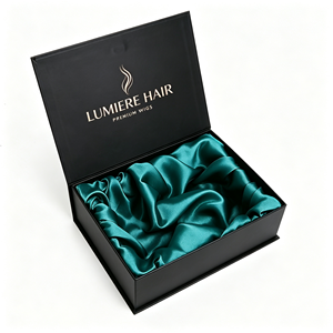 Boîte à perruques de luxe personnalisée en carton magnétique pliable, design marbre, pour mèches de cheveux vierges, emballage tendance pour coiffeurs et salons - Product Image 2