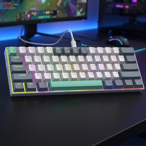 Clavier de jeu mécanique compact 60% <span class=keywords><strong>RK61</strong></span> filaire RGB Mini USB Type-C Interface Anti-Ghosting Switches bleus clic-clac pour PC portable - Product Image 3