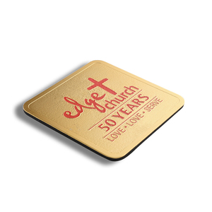 Durable Customized Logo Gift Metal Red letters Square <b>Table</b> <b>Coaster</b> - Product Image 1