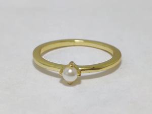 Bijoux Minimalistes Perle D'eau Douce Ronde <span class=keywords><strong>Solitaire</strong></span> 1 Gramme Or 9K Petite Filles Bagues Style Simple <span class=keywords><strong>Prix</strong></span> - Product Image 5