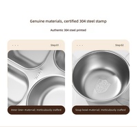 Boîte à bento portable multi-compartiments en acier inoxydable avec couvercle transparent et support pour téléphone, personnalisable en usine