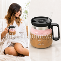 Mug en verre borosilicate de 16 oz avec poignée, couvercle anti-déversement, paille et graduations pour café glacé, thé et jus – Vente en gros