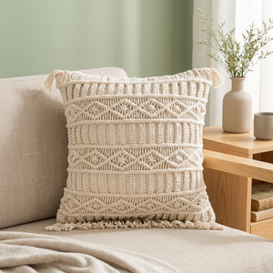 Nouvelles Housses de Coussin Carrées 20x20 Style Bohème Bio, Tissées à la Main, Design Noué, 100% Coton, Fermeture Éclair, Décoration Maison - Product Image 2