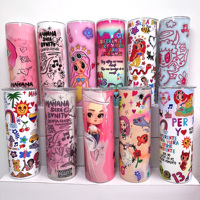 Vaso Térmico Delgado de 20oz para Sublimación, Personalizable con Gráficos, Doble Capa, con Diseño de Personajes Femeninos, para Café o Bebidas