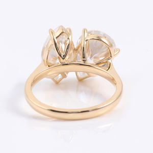 Bague de mariage tendance en or, ornement géant en deux pierres, momanite ou de laboratoire, diamant de 10, 14 et 18k - Product Image 4