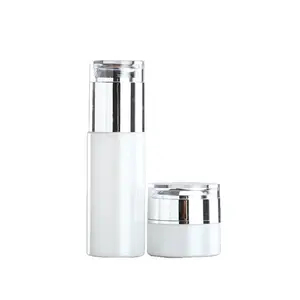 Huidverzorging Glazen Flessenset 30Ml 50Ml 100Ml Gezichtsolie Lotion Crème Pot Met Pomp Voor Cosmetica Zeefdruk Oppervlak