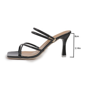 <span class=keywords><strong>Sandali</strong></span> da donna alla moda con <span class=keywords><strong>tacco</strong></span> alto, punta quadrata, cinturini incrociati, cinturini posteriori traspiranti e <span class=keywords><strong>tacco</strong></span> sottile. - Product Image 5