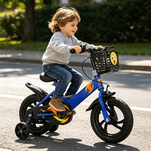 Bicicleta Infantil de 12 Pulgadas de Una Velocidad con Ruedas de Entrenamiento, Canasta Delantera, Diseño de Llama, Cuadro de Acero, Frenos Delanteros/Traseros <span class=keywords><strong>para</strong></span> Niños/<span class=keywords><strong>Niñas</strong></span> - Product Image 1