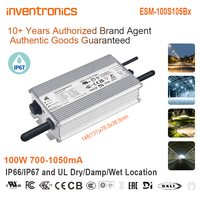 Controlador LED Inventronics de 100W 700 ~ 1050mA ESM-100S105Bx, Controlador LED Regulable, Controlador LED Programable por NFC y con Clasificación IP66/IP67