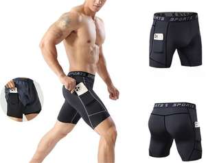 Short de fitness taille haute pour homme Pantalon de sport à compression à séchage rapide avec poches pour la course à pied et la piste Crossbody Stretch Five Pants - Product Image 6