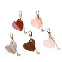 Porte-clés Cœur 3D Tendance, Pendentif Papillon en Cristal, Accessoire de Mode Romantique pour Sac à Main, Pochette, Sac à Dos, Breloque de Sac pour Présentoir