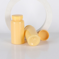 Bouteille en PET jaune 150 ml 200 ml avec bouchon sécurité enfant pour conteneur de capsules et pilules, couleur personnalisée