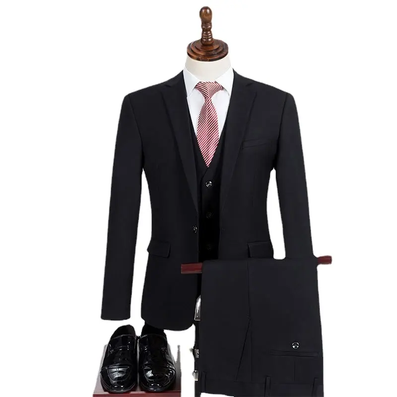 Traje de negocios para hombre, traje Formal de fábrica, a precio inferior, color negro, t/r