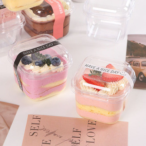 Hộp bánh nhỏ hình vuông dùng một lần bằng nhựa, kiểu dáng mới, đựng mousse, tiramisu, sữa chua, sữa dừa, tráng miệng đông lạnh, dùng cho bánh ngọt - Product Image 4