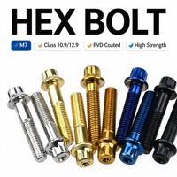 Bullone Esagonale M7 Rivestito PVD Classe 10.9 12.9 in Acciaio ad Alta Resistenza, Bullone Flangiato Colorato per Settore Automobilistico, Ferramenta Meccanica, Vendita all'Ingrosso OEM ODM