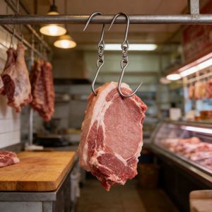 Gancho de Carne de Acero Inoxidable 304 de Doble <span class=keywords><strong>Punta</strong></span> Afilada, Gancho de Carnicero para Colgar en Mataderos y Procesamiento de Carne Fresca - Product Image 3