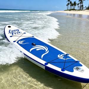 Planche de paddle gonflable Voguish avec technologie Drop Stitch, plateforme large antidérapante, système à 3 ailerons, écologique, idéale pour le surf côtier - Product Image 3