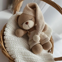Ours Amigurumi Personnalisé en Crochet, Peluche Douce, Compagnon de Sommeil, Cadeau Personnalisé pour Baby Shower, Animal en Peluche Fait Main pour Enfants