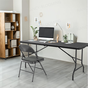 Vente en gros <span class=keywords><strong>Table</strong></span> pliante de 6 pieds en plastique noir grain de bois 6 pieds Portable Heavy Duty Indoor Outdoor <span class=keywords><strong>180</strong></span> <span class=keywords><strong>cm</strong></span> pour le <span class=keywords><strong>camping</strong></span> pique-nique - Product Image 4
