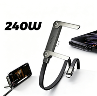 Cable USB-C TUTI de 240W con Carga Rápida PD y Adaptador con Soporte Plegable para Teléfono, Kit de Cargador para Laptop