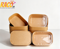 Conteneur alimentaire en papier kraft écologique avec couvercle transparent, boîte à emporter jetable, boîte d'emballage alimentaire