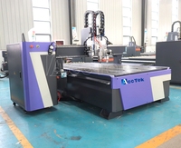 Machine de routeur CNC robuste coupe de bois gravure Double têtes 1325 routeur CNC avec tissu de coupe de couteau oscillant CCD
