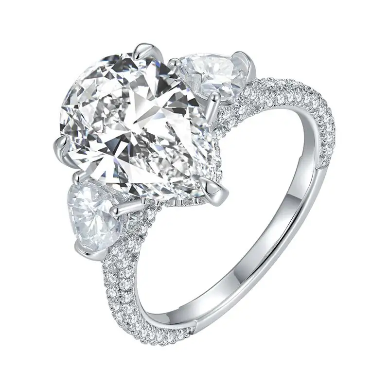 MYF diamante 925 anillos de plata de ley para las mujeresペアカットモサナイトシルバーダイヤモンド925スターリングシルバーリング女性用
