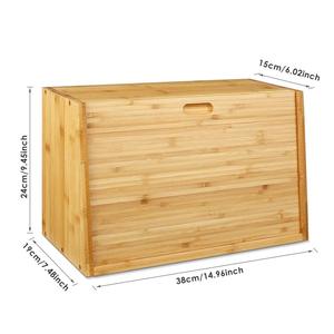 Boîte à pain en bambou naturel personnalisée de gros pour boulanger, conteneur de stockage alimentaire, boîte de rangement pour pain à couvercle rabattable pour la cuisine - Product Image 2