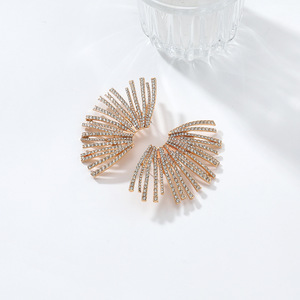Orecchini a ventaglio geometrici vintage alla moda 2026 con diamanti, orecchini a ventaglio irregolari con strass, <span class=keywords><strong>gioielli</strong></span> - Product Image 6