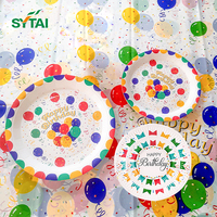 Assiettes jetables en papier enduites Sytai, robustes, multicolores, de 6 à 10 pouces, de qualité alimentaire, personnalisables pour anniversaire