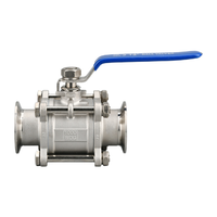 Katup Bola Stainless Steel 3-PC untuk Pengolahan Makanan SS304 SS316 Sanitary Manual Full Package Clamp Tiga Bagian untuk Air
