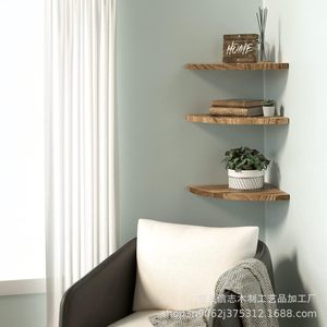 Wooden Wall Mounted Corner <b>Shelf</b> Floating Polygonal Multipurpose Durable For Living Room <b>Bedroom</b> - Product Image 2