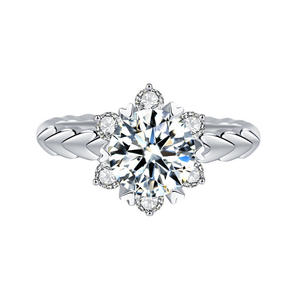 Anello di Diamanti F1181 con Taglio Brillante Rotondo, Pietra Naturale, Gioiello Romantico da Donna per Fidanzamento - Product Image 5