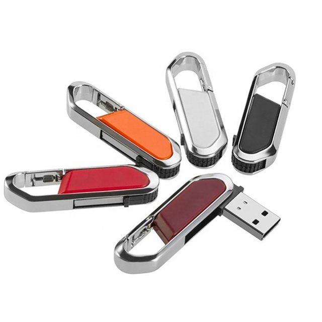 Custom Giveaway Present Gift Metal Key Chain Swivel Hook Usb Flash Drive 32gb Mountaineering Buckle Usb Drive