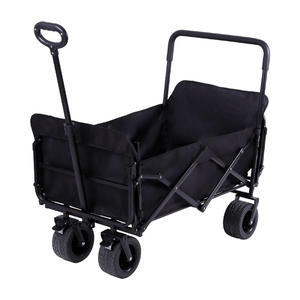 Chariot de transport d'extérieur pliable à quatre roues avec siège inclinable pour jardin, plage et camping - Product Image 1