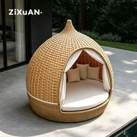Tempat tidur santai luar ruangan, Balkon taman, tempat tidur bulat, Sofa kolam renang luar ruangan tepi pantai, kursi berbaring