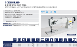 Machine à coudre industrielle à bras long à triple entraînement direct à vendre GC20608HL18D - Product Image 6