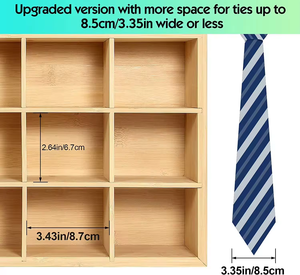 Men's Clothing <strong>Storage</strong> Organizer <strong>Box</strong> Wall Mounted Bamboo <strong>Tie</strong> Rack for Displaying and Organizing <strong>Ties</strong> Rectangle Home Decor - Product Image 3