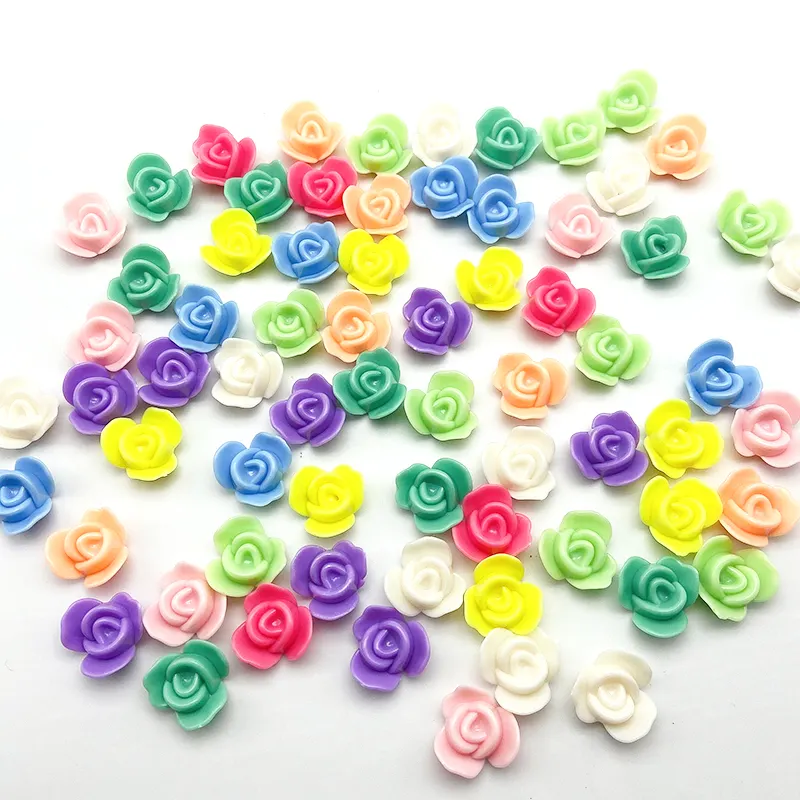 Toptan Macaron renk 20*20MM 300 adet/torba plastik gül çiçek boncuk üreticisi fiyat takı yapımı için düğün dekorasyon