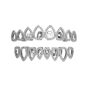 Grillz para dientes con forma de lágrima, incrustaciones de circonita, en oro y plata, accesorios dentales unisex para uso diario. - Product Image 5